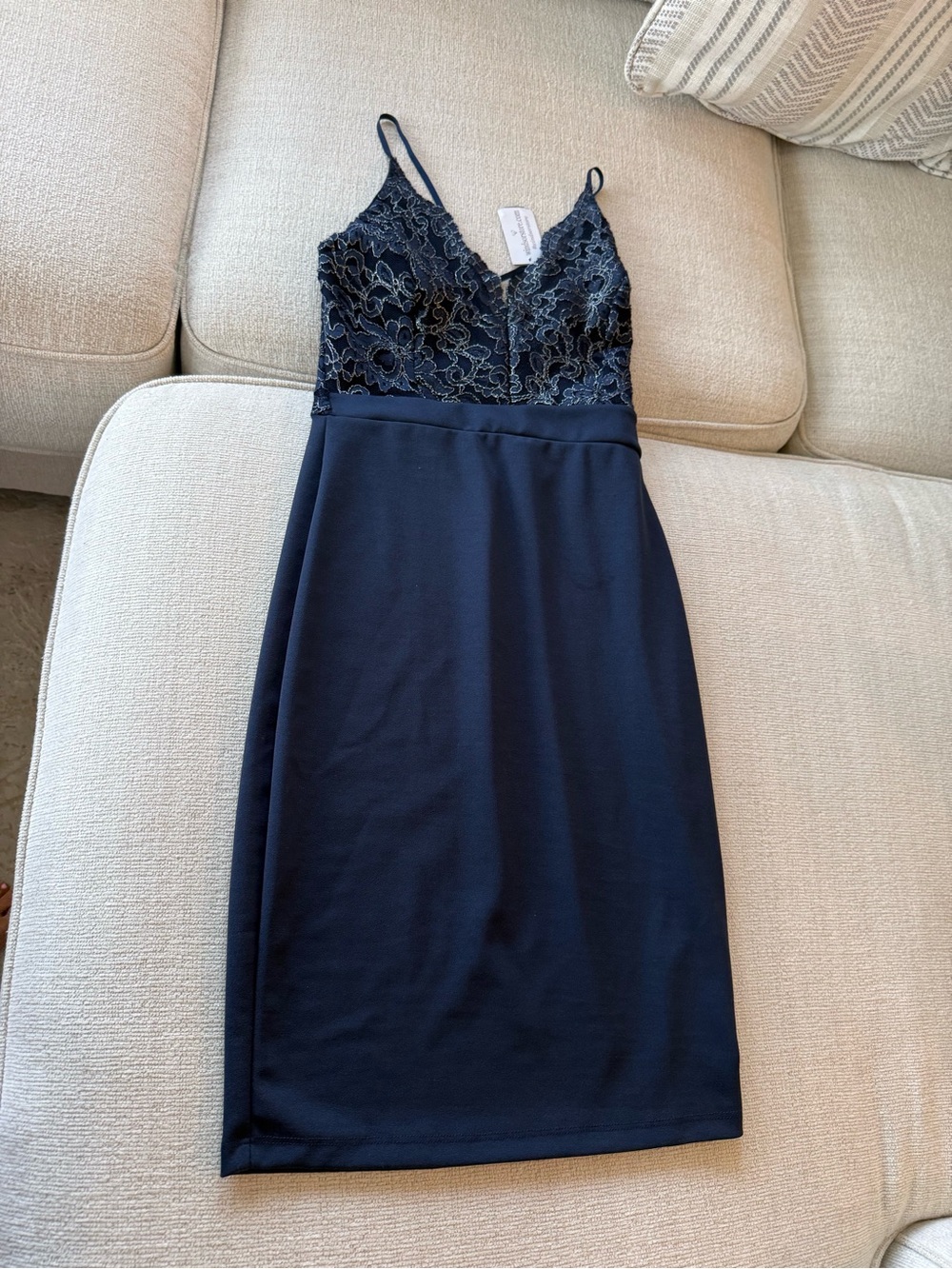 Windsor Navy Lace Bodice Slip Dress